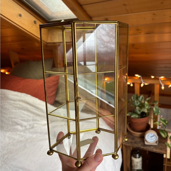 Vintage Glass Display Case with Metal Accents - Picture 3 of 12